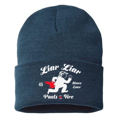 Liar Liar Pants On Fire Anti Trump Sustainable Knit Beanie