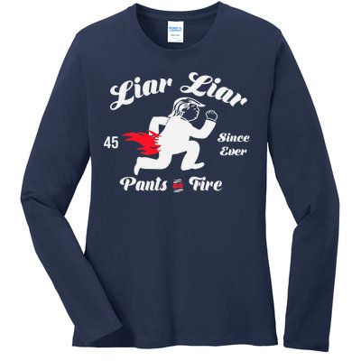 Liar Liar Pants On Fire Anti Trump Ladies Long Sleeve Shirt