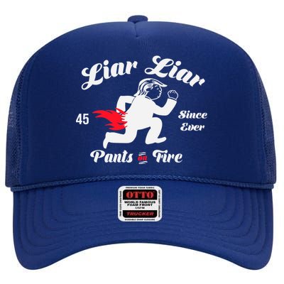 Liar Liar Pants On Fire Anti Trump High Crown Mesh Back Trucker Hat