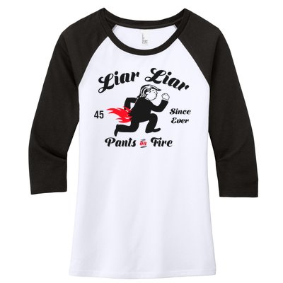 Liar Liar Pants On Fire Anti Trump Women's Tri-Blend 3/4-Sleeve Raglan Shirt