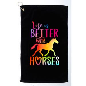 Life Is Better With Horses Riding Cute Horse Great Gift Platinum Collection Golf Towel