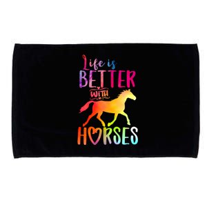 Life Is Better With Horses Riding Cute Horse Great Gift Microfiber Hand Towel