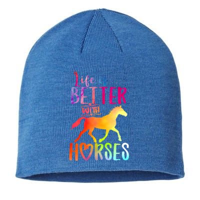 Life Is Better With Horses Riding Cute Horse Great Gift Sustainable Beanie