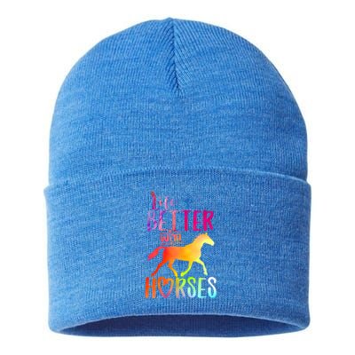 Life Is Better With Horses Riding Cute Horse Great Gift Sustainable Knit Beanie