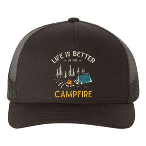 Life Is Better At The Campfire Funny Camper Camp Camping Yupoong Adult 5-Panel Trucker Hat