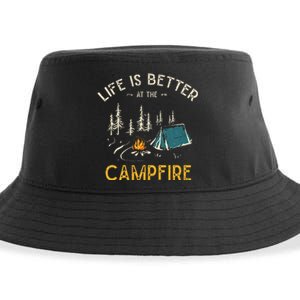 Life Is Better At The Campfire Funny Camper Camp Camping Sustainable Bucket Hat