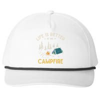 Life Is Better At The Campfire Funny Camper Camp Camping Snapback Five-Panel Rope Hat