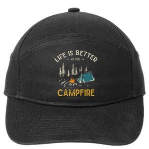 Life Is Better At The Campfire Funny Camper Camp Camping 7-Panel Snapback Hat