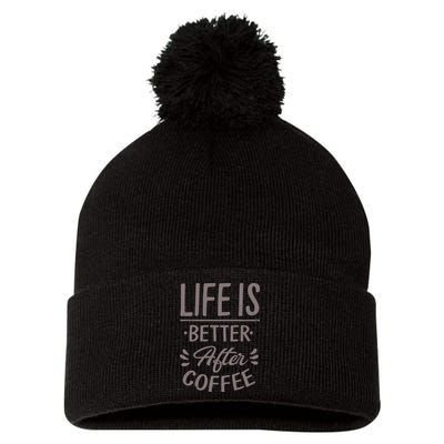 Life Is Better After Coffee Pom Pom 12in Knit Beanie