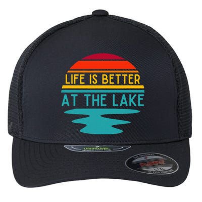 Life Is Better At The Lake Life Bum Lake Lover Pontoon Flexfit Unipanel Trucker Cap