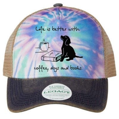 Life Is Better With Coffee Dogs and Books Mother's Day Legacy Tie Dye Trucker Hat