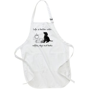 Life Is Better With Coffee Dogs and Books Mother's Day Full-Length Apron With Pockets