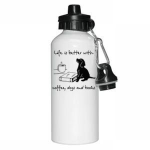 Life Is Better With Coffee Dogs and Books Mother's Day Aluminum Water Bottle