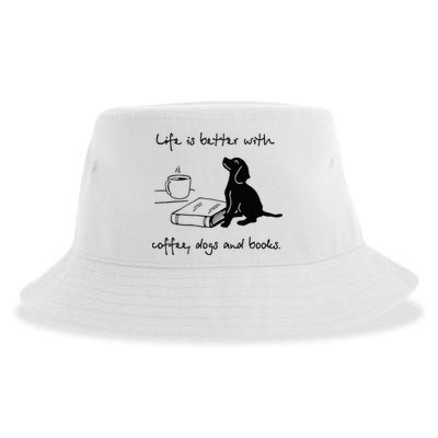 Life Is Better With Coffee Dogs and Books Mother's Day Sustainable Bucket Hat