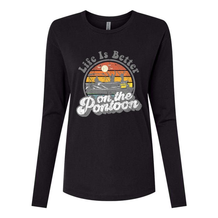 Life Is Better On The Pontoon Boat Funny Boating Lake Gift Womens Cotton Relaxed Long Sleeve T-Shirt