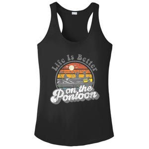 Life Is Better On The Pontoon Boat Funny Boating Lake Gift Ladies PosiCharge Competitor Racerback Tank