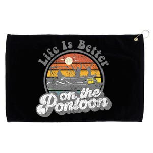 Life Is Better On The Pontoon Boat Funny Boating Lake Gift Grommeted Golf Towel