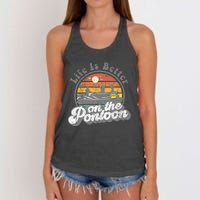 Life Is Better On The Pontoon Boat Funny Boating Lake Gift Women's Knotted Racerback Tank