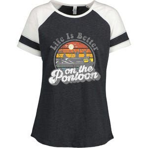 Life Is Better On The Pontoon Boat Funny Boating Lake Gift Enza Ladies Jersey Colorblock Tee