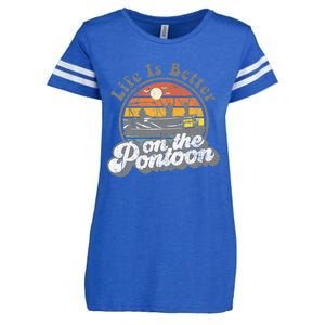 Life Is Better On The Pontoon Boat Funny Boating Lake Gift Enza Ladies Jersey Football T-Shirt