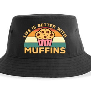 Life Is Better With Muffins | Funny Muffin Baker Design Sustainable Bucket Hat