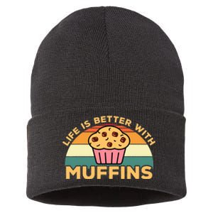 Life Is Better With Muffins | Funny Muffin Baker Design Sustainable Knit Beanie