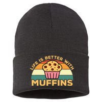 Life Is Better With Muffins | Funny Muffin Baker Design Sustainable Knit Beanie