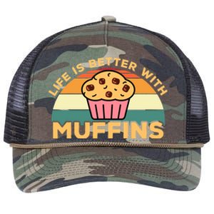 Life Is Better With Muffins | Funny Muffin Baker Design Retro Rope Trucker Hat Cap