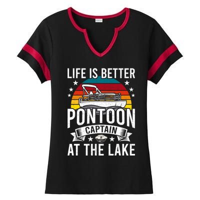 Life Is Better At The Lake Pontoon Boat Pontooning Gift Ladies Halftime Notch Neck Tee