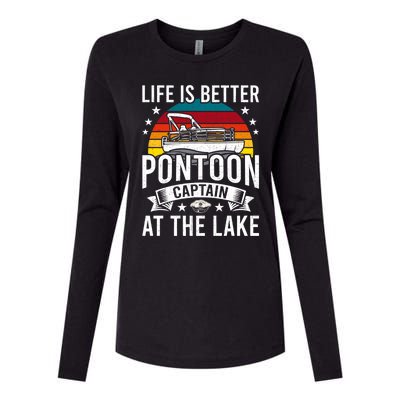 Life Is Better At The Lake Pontoon Boat Pontooning Gift Womens Cotton Relaxed Long Sleeve T-Shirt