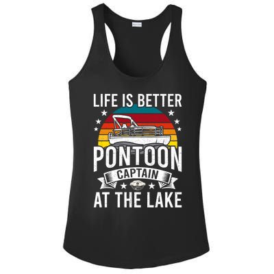 Life Is Better At The Lake Pontoon Boat Pontooning Gift Ladies PosiCharge Competitor Racerback Tank