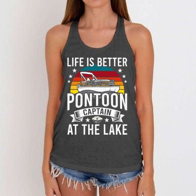 Life Is Better At The Lake Pontoon Boat Pontooning Gift Women's Knotted Racerback Tank