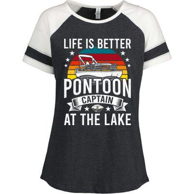 Life Is Better At The Lake Pontoon Boat Pontooning Gift Enza Ladies Jersey Colorblock Tee