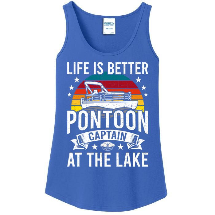 Life Is Better At The Lake Pontoon Boat Pontooning Gift Ladies Essential Tank