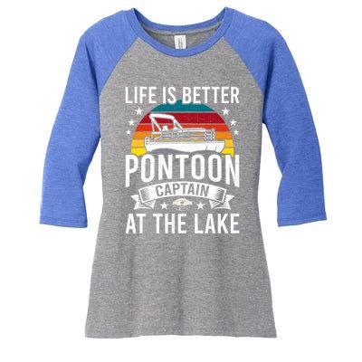 Life Is Better At The Lake Pontoon Boat Pontooning Gift Women's Tri-Blend 3/4-Sleeve Raglan Shirt