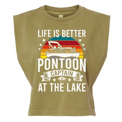 Life Is Better At The Lake Pontoon Boat Pontooning Gift Garment-Dyed Women's Muscle Tee