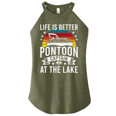 Life Is Better At The Lake Pontoon Boat Pontooning Gift Women's Perfect Tri Rocker Tank