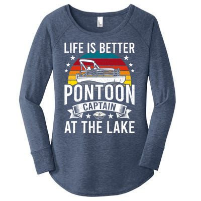 Life Is Better At The Lake Pontoon Boat Pontooning Gift Women's Perfect Tri Tunic Long Sleeve Shirt