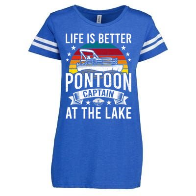 Life Is Better At The Lake Pontoon Boat Pontooning Gift Enza Ladies Jersey Football T-Shirt