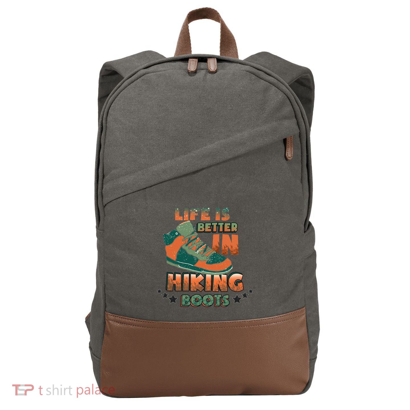 Life Is Better In Hiking Boots Gift Cotton Canvas Backpack