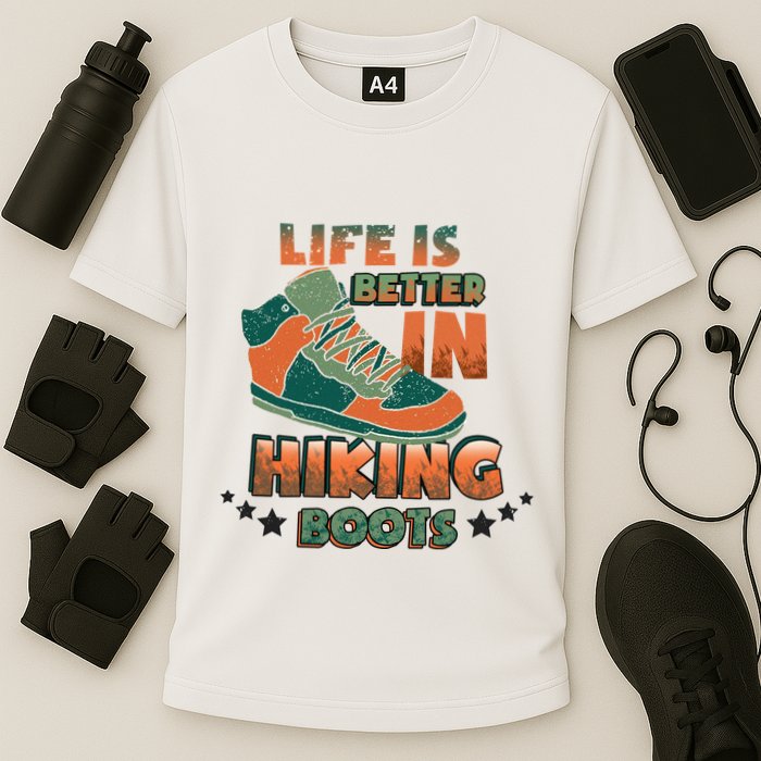 Life Is Better In Hiking Boots Gift Cooling Performance Crew T-Shirt