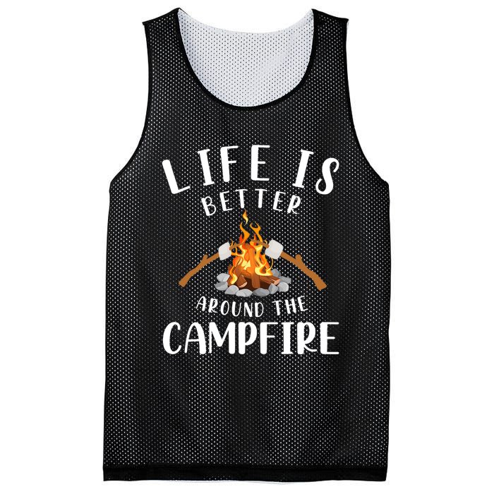 Life Is Better Around The Campfire Camping Accessories Gear Mesh Reversible Basketball Jersey Tank