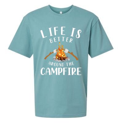 Life Is Better Around The Campfire Camping Accessories Gear Sueded Cloud Jersey T-Shirt