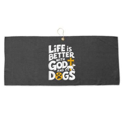 Life Is Better With God And Dogs Large Microfiber Waffle Golf Towel