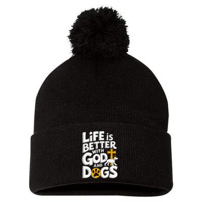 Life Is Better With God And Dogs Pom Pom 12in Knit Beanie