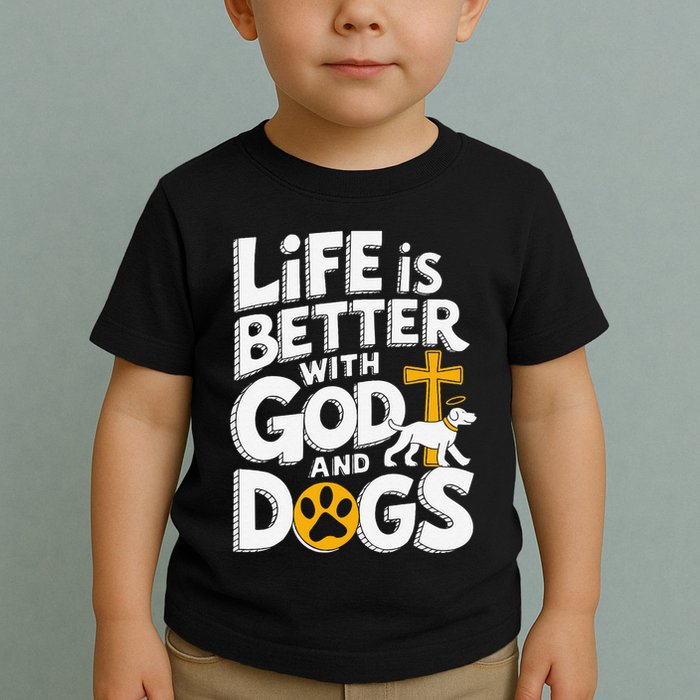 Life Is Better With God And Dogs Toddler T-Shirt