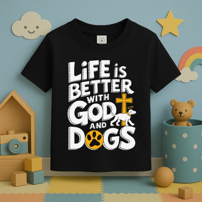 Life Is Better With God And Dogs Toddler T-Shirt