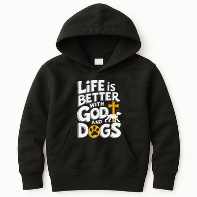 Life Is Better With God And Dogs Kids Hoodie