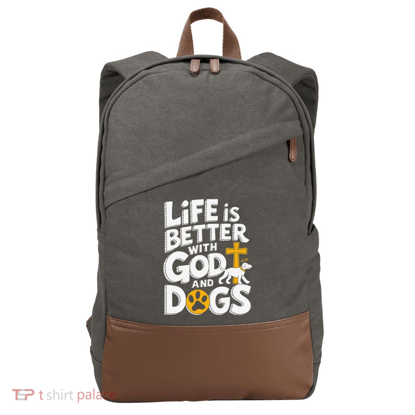 Life Is Better With God And Dogs Cotton Canvas Backpack