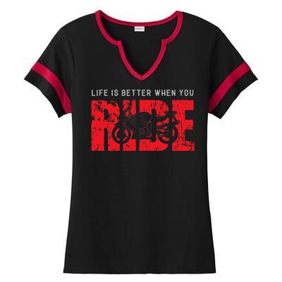 Life is Better When You Ride Motorcycle Bikers Riders Biker  Ladies Halftime Notch Neck Tee